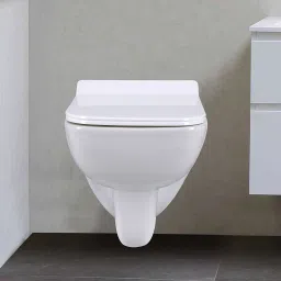 P Trap with Soft Close Hydraulic Seat Cover- White Western Commode (White) Ceramic Wall Mounted European Water Closet/Western Toilet Commode Western Commode-image-7