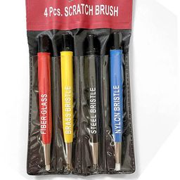 Scratch Brushes 4 Pcs Nylon, Brass, Steel, Fiber Glass Removing Rust-14