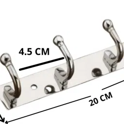 sureify Zyra Wall Hook 4 Legs Cloth Hanger Bathroom Wall Door Hooks Steel Hooks Silver Hook Rail 4 image 3