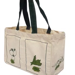 Cotton Canvas Reusable Vegetable Bag Shopping Bag with 6 Pockets Cotton Fruit & Vegetable Basket-image-14
