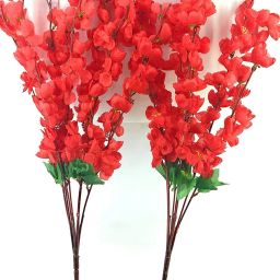 2 pcs Beautiful and Brite Artificial Flower, Blossom for the Home, Garden,vase Red Peach Blossom Artificial Flower-22