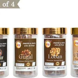 PREMIUM KAPUR CHANDAN DRY DHOOP INCENSE STICKS (100GMSX4) JAR CAMPHOR, SANDAL, LOBAN, GUGAL-10