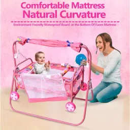 chunky's Baby Cradle with Mosquito Net & Prime, Jhula, swing, Metal Frame image 4