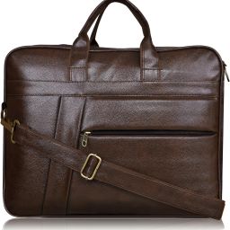 Chocolate Color Faux Leather 10L Office Laptop Bag For Men & Women SF-BG05 Waterproof Messenger Bag-image-13