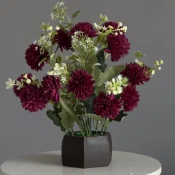 with Decorative Pot for Home & Office Décor Maroon Carnations Artificial Flower with Pot-image-91