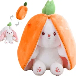 Rabbit reversible bunny Orange fruit soft stuffed plush toy for girls zip- 30 cm-15