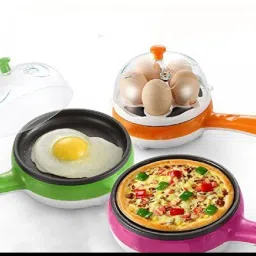 Multi Functional Electronic 2 in 1 Single Layer Egg Boiler Steamer Cooker with Handle and Capacity of 7 Eggs | Egg Boiling Non-Stick Steamer and Egg Frying Pan Machine in Multicolor SINGLE LAYER EGG BOILER WITH HANDLE Egg Cooker-14