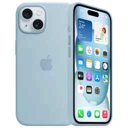 Apple Soft Silicone Back Cover for Apple iPhone 15 Plus (Supports Wireless Charging, Light Blue)-image-14
