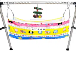 Baby Swing Cradle:Folding Jhula/Ghodiyu/with Free Cotton Hammock And Wooden Toy-image-10