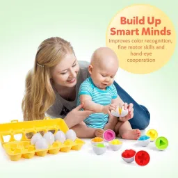 bestie toys Matching Eggs 12 pcs Set Color & Shape Recoginition Sorter Puzzle image 3