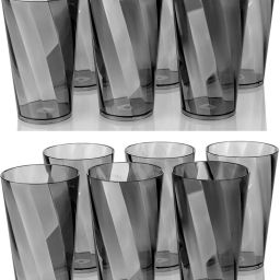 (Pack of 12) Twister Glass For Water Juice Beer Wine Plastic Classic Black Set Of 12 Glass Set Water/Juice Glass-image-99