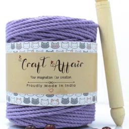 | 3ply Twisted Cotton Macrame Cord (100 M, 3mm) | Craft, DIY - Lavender Lavender-18