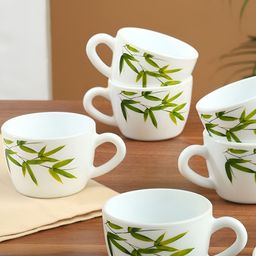 Larah by BOROSIL White & Green 6 Pieces Printed Opalware Matte Cups 140 ml-image-96
