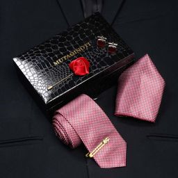 MUTAQINOTI Men Small Checks Silk Blend Necktie Accessory Gift Set-image-31