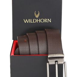 WildHorn Men Brown Textured Leather Formal Belt-image-90