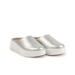 FAUSTO Women Textured Round Toe Memory Foam Mule Sneakers-52