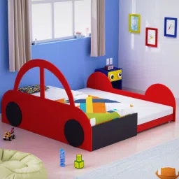 boingg! - a happy start Beetle Car Kids Trundle Bed In Red Colour-picture-40