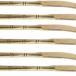 Brass Cut Design Butter Knife, Cheese Jam Knifes - Butter Spreader Set of 6 Brass Table Knife Set-image-83