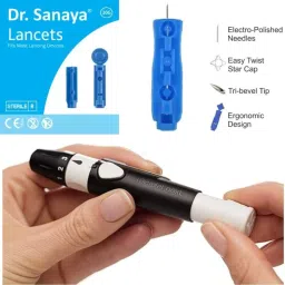 Dr. Sanaya Lancets with MICROLET Lancing Device – 100 Lancets for Adjustable Depth Sampling Glucometer Lancets-picture-1