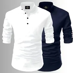 Men Solid Cotton Blend Straight Kurta-image-90