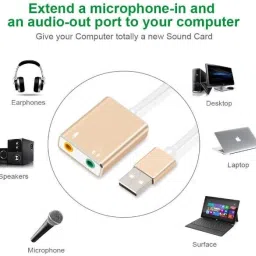 VOOCME Enterprise USB Audio Adapter Compatible with Windows, , macOS, Linux, PS4, PS5. Card Reader image 2