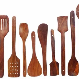 Handmade Wooden Non-Stick Serving and Cooking Spoon Kitchen Tools Utensil, Set of 10 Wood Serving Spoon, Wooden Spoon, Cooking Spoon Set-8