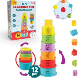 3-in-1 Stacking Cups Game Set for Kids - Toddler Toys - Infant Activity Baby Toy-2