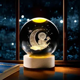 Astronaut 3D Crystal Ball Night Light LED Lamp with Wooden Base For Space Decor Night Lamp-image-36