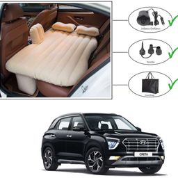 gadiparts ™ Car Inflatable Bed Beige with Two Air Pillows with Pump Kit for Creta Car Inflatable Bed-picture-3