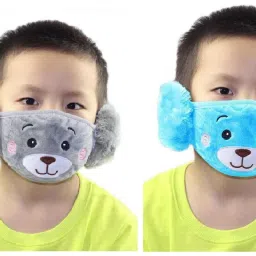 Kids Girl's and Boys' Warm Winter Face Mask with Plush Ear Muffs Covers, (3 Years to 10 Years) for Autumn Winter (Set of 2) Ear Muff-image-35
