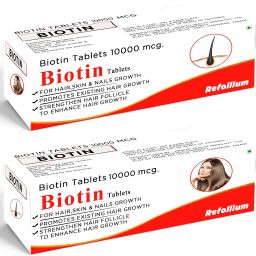 refollium Biotin 10000 mcg Maximum Strength Hair, Skin and Nails for Men & Women image 2