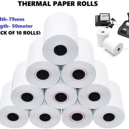 Big Size Pos Machine Thermal Printer Paper Rolls- 79mm(Width)x50meter(Length)- Set of 10 Rolls 3 Inch 70 gsm Thermal Paper-61