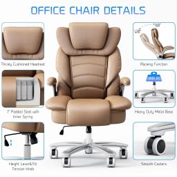 Luxury HIGH Back with Steel Base and 3 Year manufacturer Warranty Leatherette Office Executive Chair-image-35