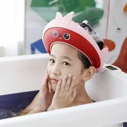 Red Baby Crab Shower Cap with Adjustable Silicon Strap for Toddler-image-75