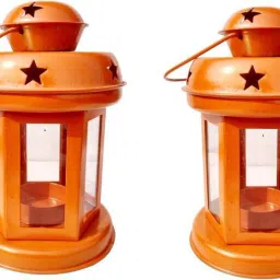 Decorative Hanging Tealight Candle Holder Indoor outdoor Home Decoration Orange Iron Hanging Lantern-image-84