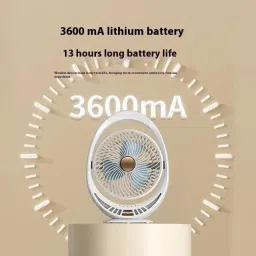 LACCO USB TableFansFolding Rechargeable Fan LED Light And MultifunctionUSB 2025 MODEAL Oscillating Small Desk With 4000 Mah Battery Operated USB Fan image 3