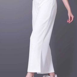 Women Regular Fit White Cotton Silk Trousers-image-67