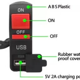 RWR Universal LED Fog Lights Switch with USB Charging 39 1 A ing 51 1 A 1 A Bike Mobile Charger-0