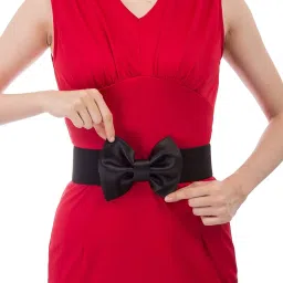 greyfeb Women Cute Bow/Flower Wide Elastic Waist Belt - Adorable Dress Accessory Garter-image-2