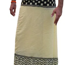 CRYSTALHEAL Shridhar Men’s Dhoti | Block Printed Border Cotton Men Dhoti-image-11