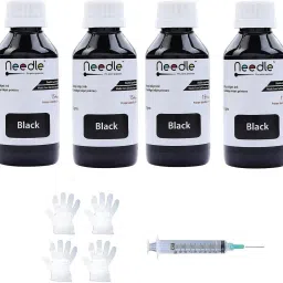 Needle 4x100 gms Ink Refill for Cartridge Printers Black Ink Bottle-1