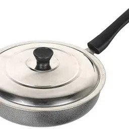 Non-stick Gas stove compatible Non Induction Base Frying Pan with Steel Lid K2 Fry Pan 23 cm diameter with Lid 0 L capacity-image-7