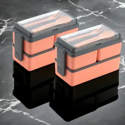 3 compartments Lunch Box With spoon & Fork 3 Containers Lunch Box-14