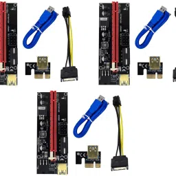 Nextar VER 009S Riser Cable Black PCIE Riser 1X to 16X Graphics Extension for GPU Mining Powered Riser Adapter Card, 60cm USB 3.0 Cable, 4 Solid Capacitors, Two 6PIN & Molex 3 Power Options(Pack 0f 3) GDDR4 16 GB NVIDIA Chipset 64 bit 120 MHz Graphics Card-27