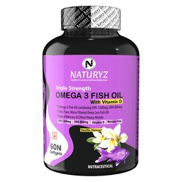 Naturyz Triple Strength Vanilla Omega 3 Fish Oil with Vitamin D,  60 softgels -15