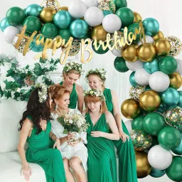 r g accessories Solid Green Golden Grey Balloons Combo Kit Of 54 Pcs For Party Decorations Balloon image 5