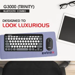 zebion G3000 Trinity 3 IN 1 Bluetooth Keyboard & Mouse Combo with Mouse Pad Combo Set image 4