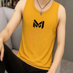 Polyester Graphic Printed Yellow Sando For Men Men Vest-image-8
