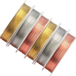 Jewellery Making Wire - 0.3mm and 0.4mm wire for Craft - (3+3) - 6 spool Combo Gold Beading Wire-image-74