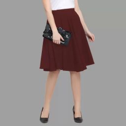 Women Solid A-line Maroon With Attached Dupatta Skirt-image-25